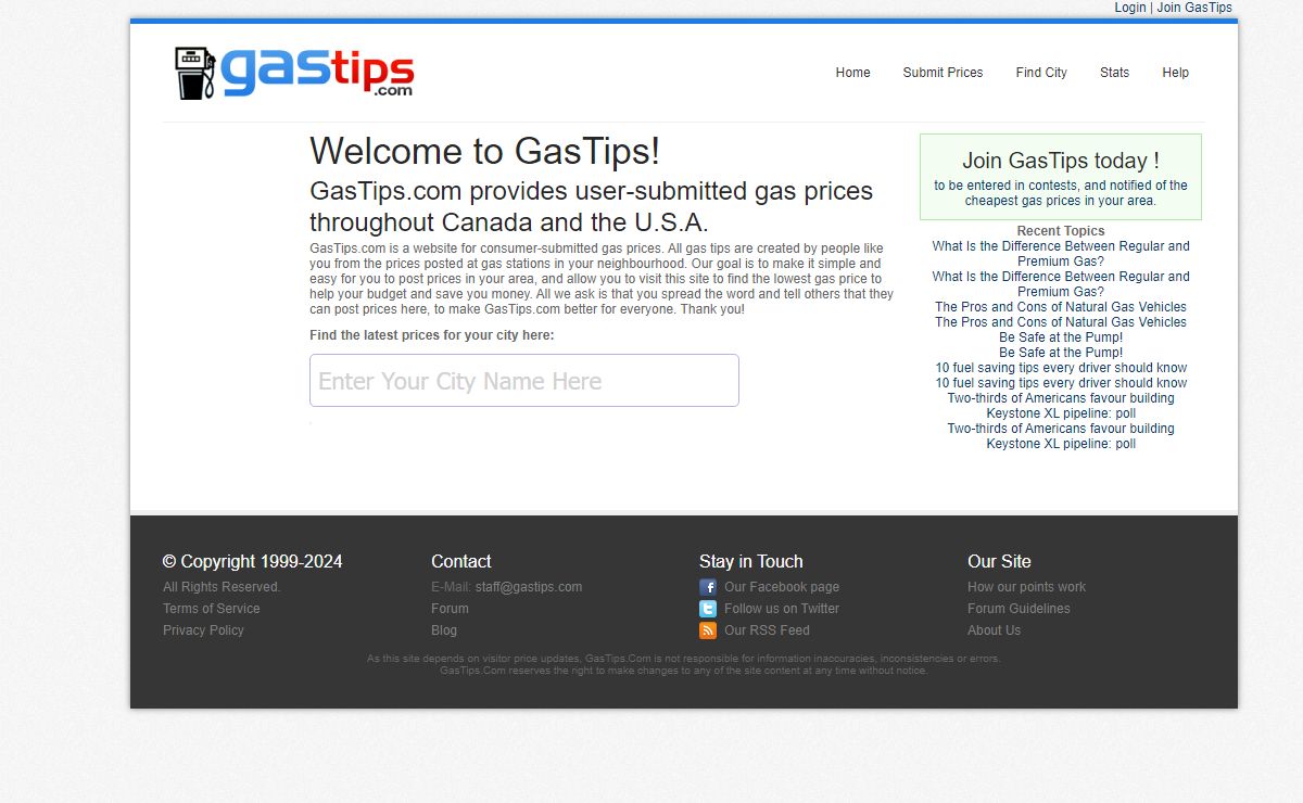 GasTips.com | Consumer-submitted gas prices throughout Canada and the United States
