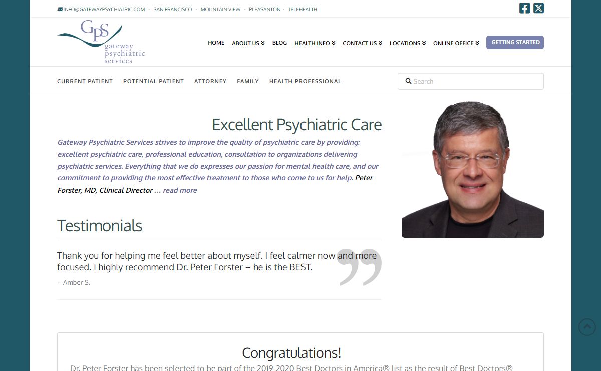 Gateway Psychiatric Services San Francisco, Pleasanton, Mountain View