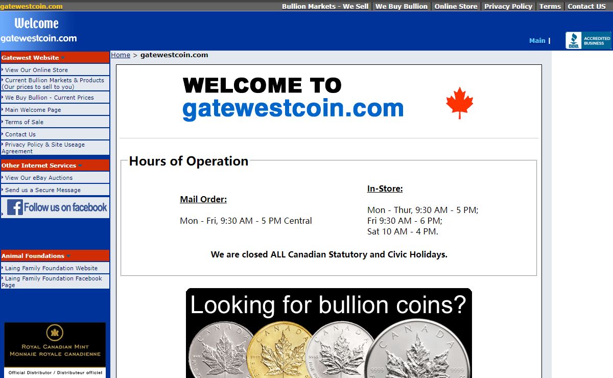 Gatewest Coin Ltd. - Official Distributor of Canadian Coins and Bullion for the Royal Canadian Mint