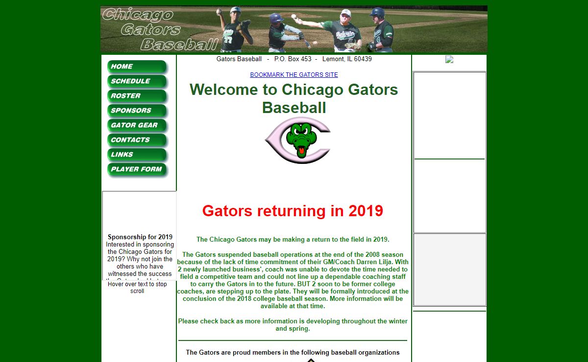 Official site of the Chicago Gators Baseball Club
