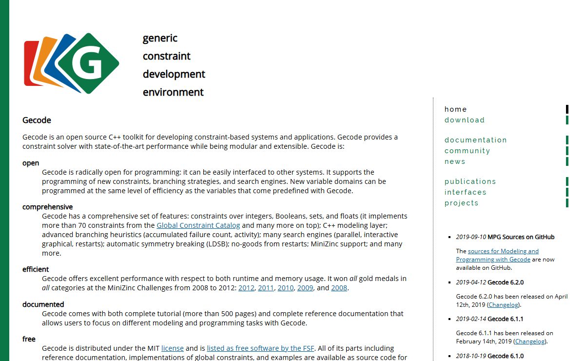 GECODE - An open, free, efficient constraint solving toolkit