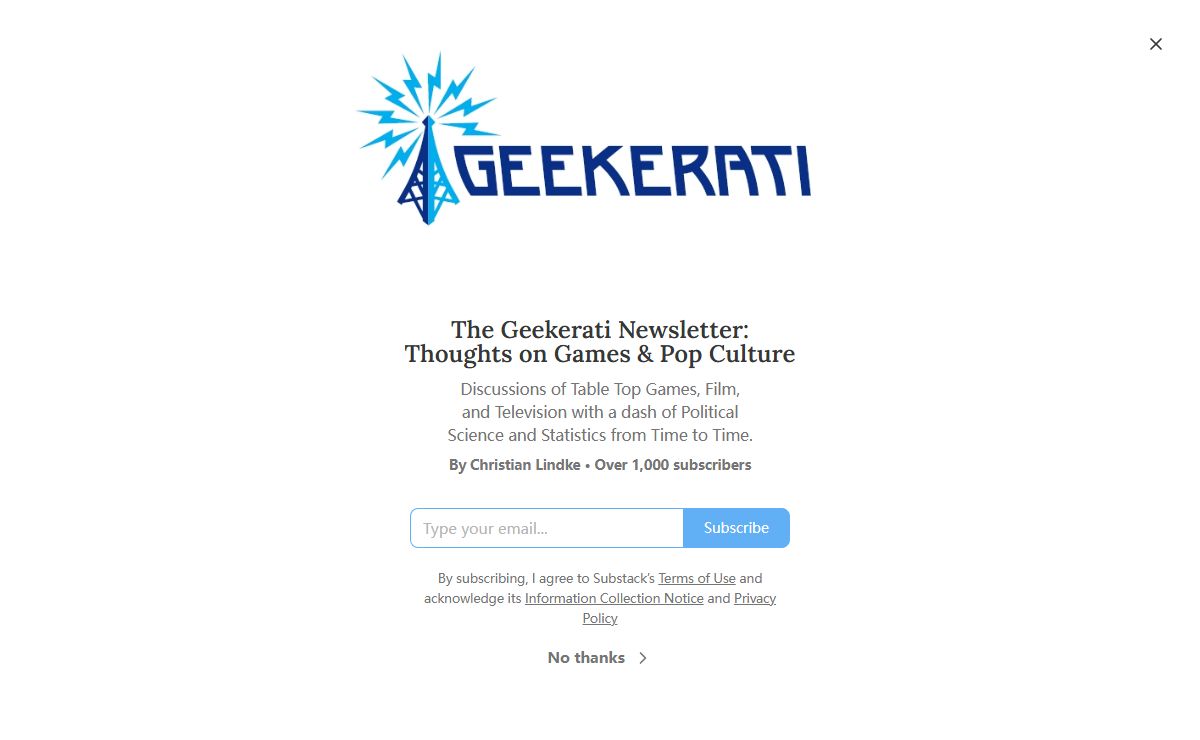 The Geekerati Newsletter: Thoughts on Games & Pop Culture | Christian Lindke | Substack