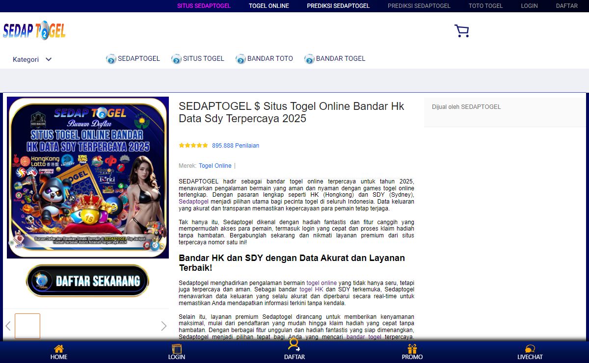 SEDAPTOGEL $ Situs Togel Online Bandar Hk Data Sdy Terpercaya 2025