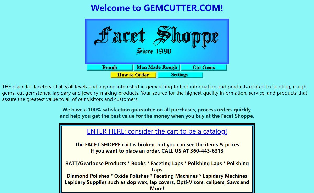 FACET SHOPPE -Gems, Faceting, Rough and Cut Gemstones, Lapidary Supplies, and Faceting Info for Beginners