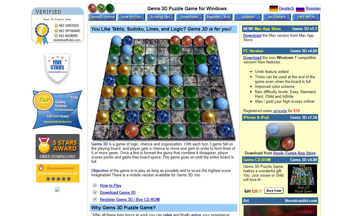 Gems 3D Puzzle Game for Mac and Windows - The Game of Chance and Organization