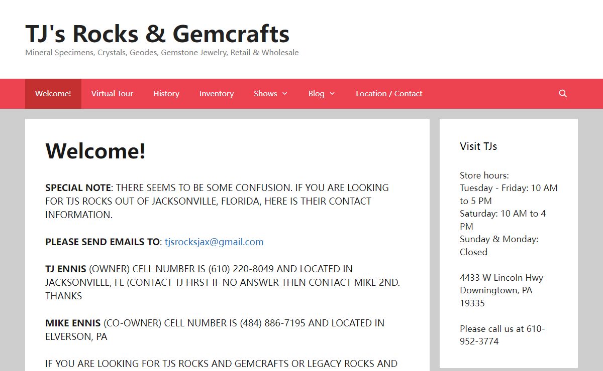 TJ's Rocks & Gemcrafts – Mineral Specimens, Crystals, Geodes, Gemstone Jewelry, Retail & Wholesale