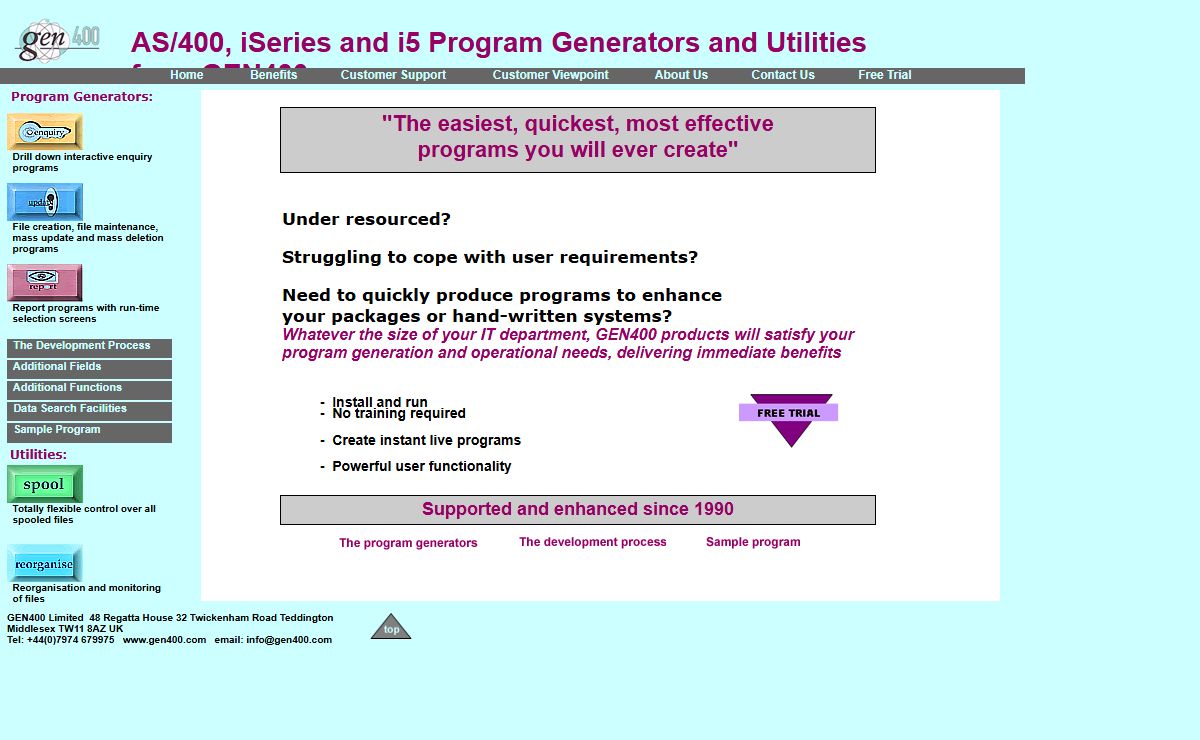 AS/400, iSeries and i5 Program Generators and Utilities from GEN400