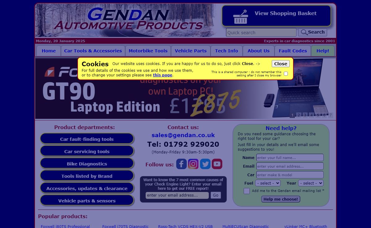 Gendan Automotive Products :: Professional and DIY car diagnostic tools :: EOBD, OBD II, CAN and VAG Code Readers and Scan Tools