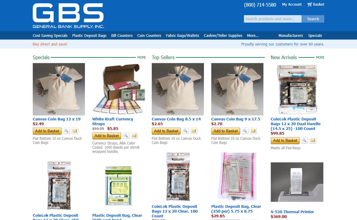 General Bank Supply, money-handling products for over 50 years