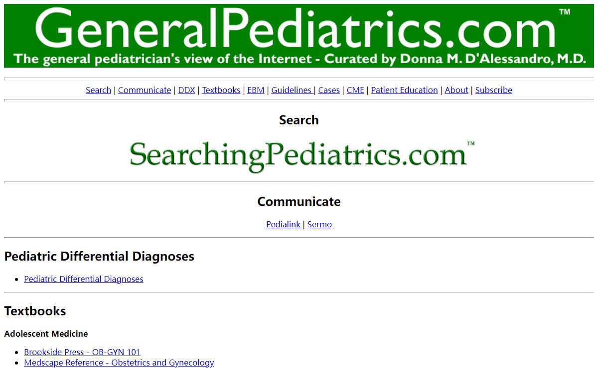 GeneralPediatrics.com: The General Pediatrician's View of the Internet - General Pediatrics | Pediatrics | Paediatrics | Pediatric Education | Paediatric Education | Free Pediatric Books