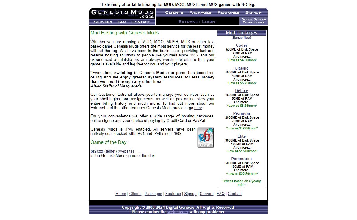 Genesis Mud Hosting: MUD, MOO, MUSH, MUX hosting with NO lag
