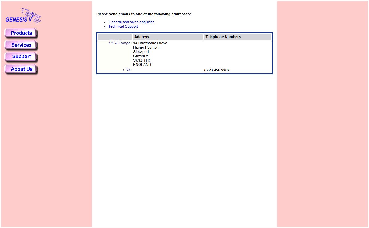 Genesis V - Contact Information