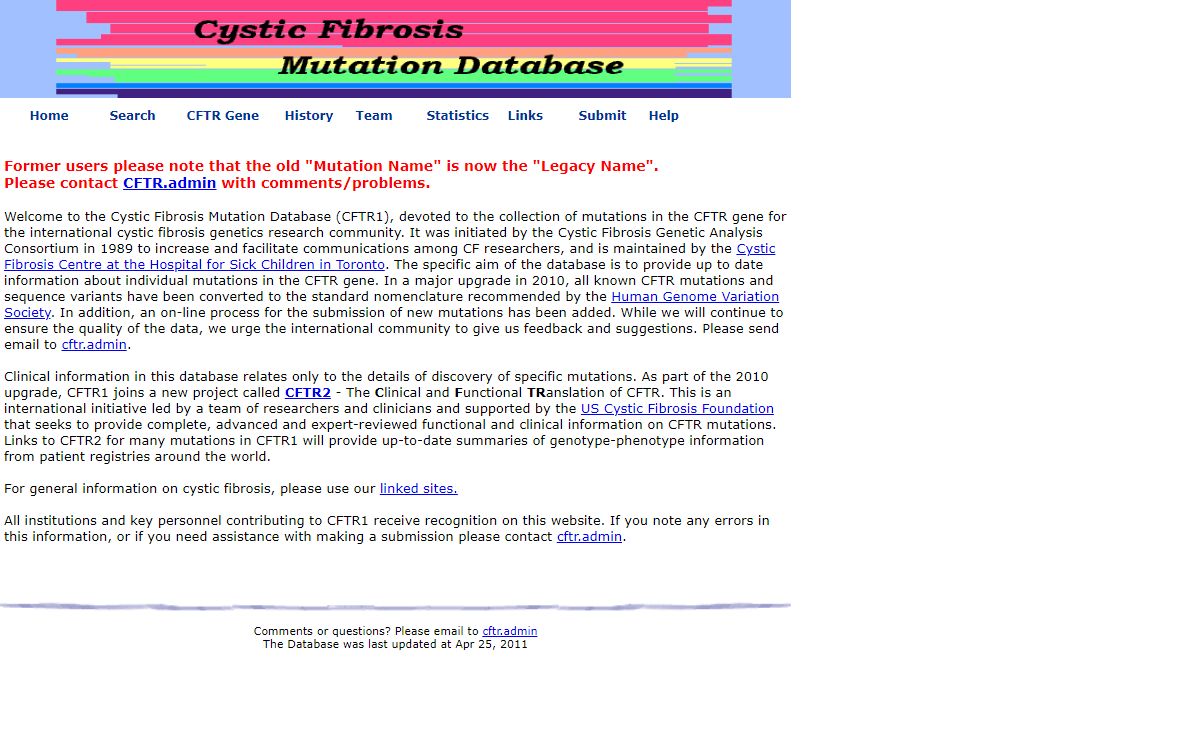 Cystic Fibrosis Mutation Database