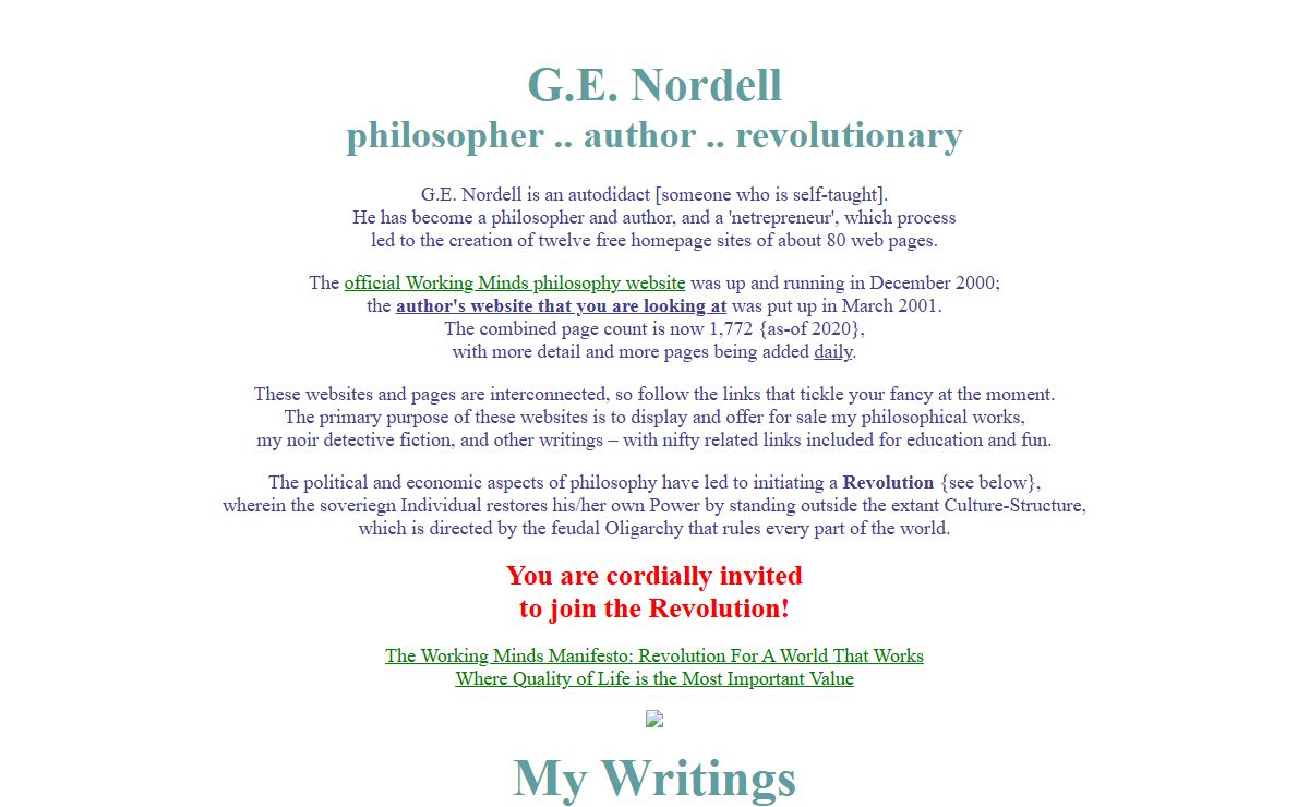 G.E. Nordell . . philosopher / author / revolutionary
