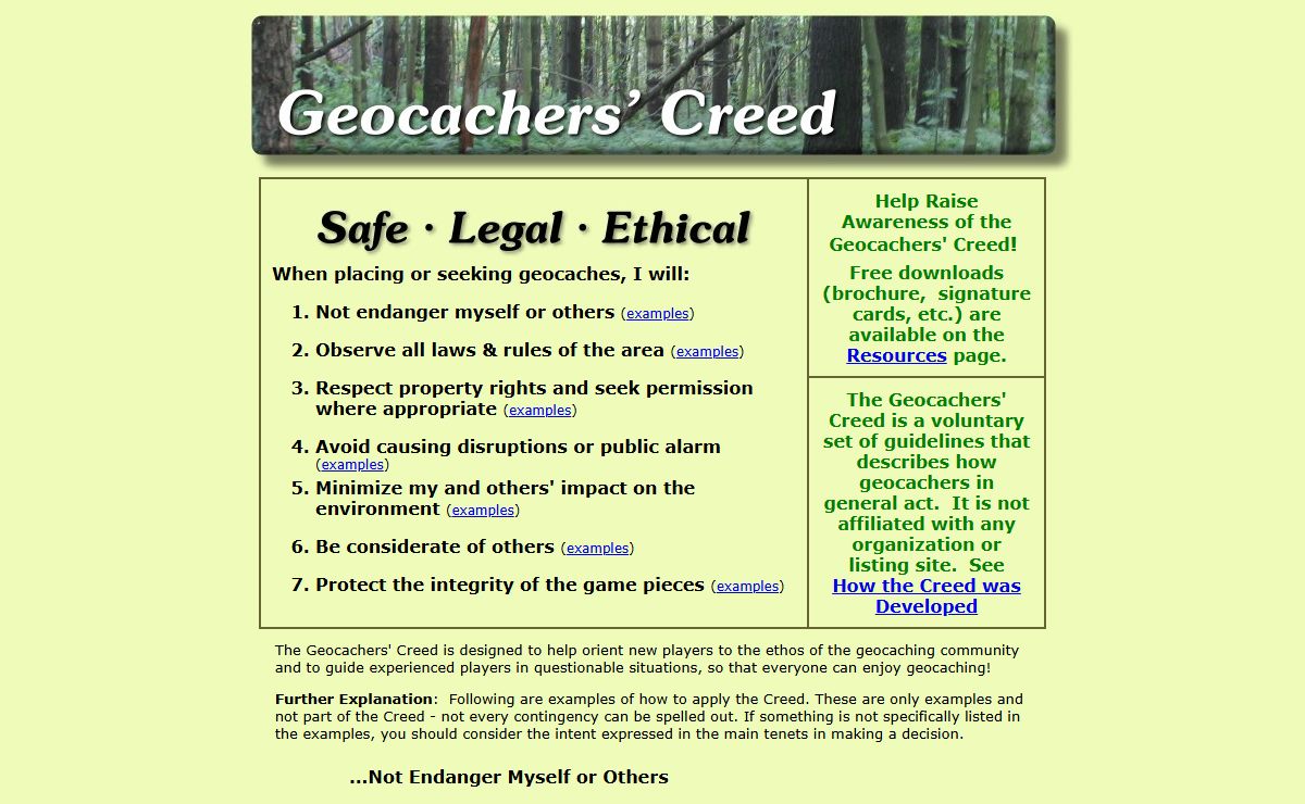 When placing or seeking geocache