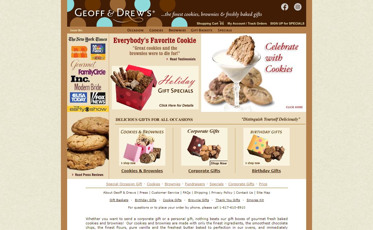 Gourmet Cookies & Brownies, Corporate Gifts, Holiday Gifts & Gift Baskets - Geoff & Drew's, LLC