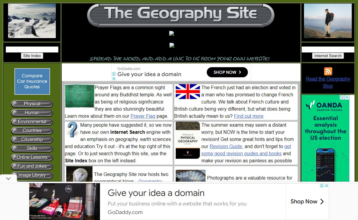 The Geography Site: coursework,teaching,lessons,information -