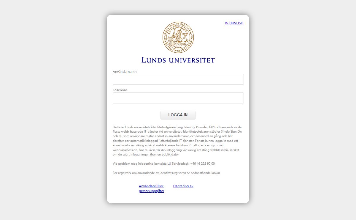 Lunds universitet IdP Login