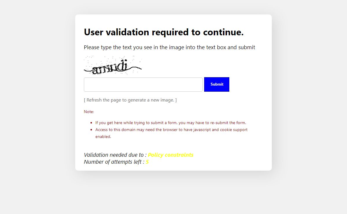 Validation request