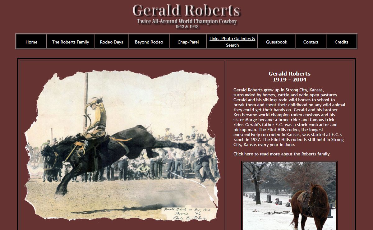Gerald Roberts - Twice All-Around World Champion Rodeo Cowboy - Welcome Rodeo Fans!