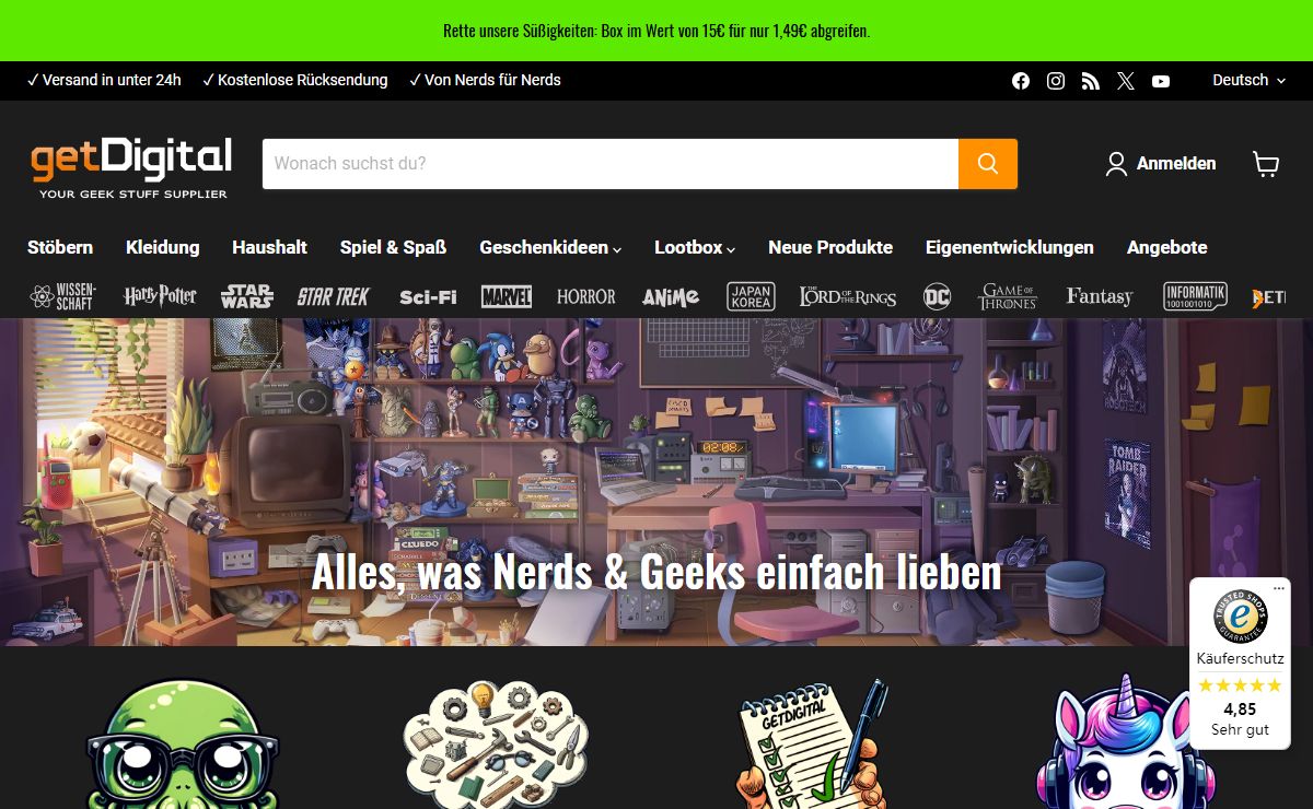 Gadgets, Geschenke, T-Shirts im Geek Shop nicht nur für den Nerd — getDigital