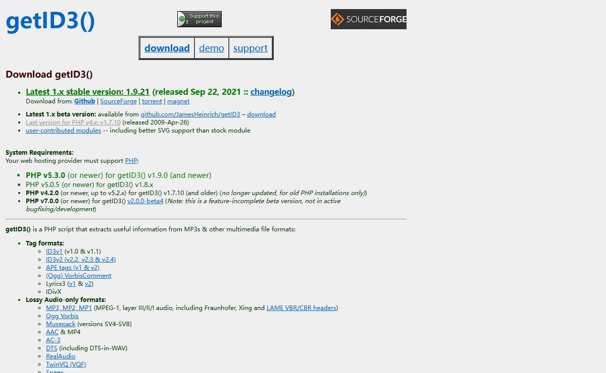 getID3() - The PHP media file parser