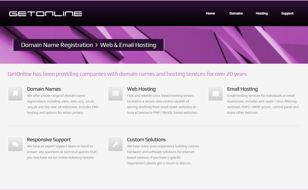 GetOnline Ltd - Domain Name Registration, Web & Email Hosting and Web Design