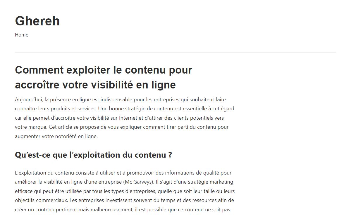 Comment exploiter le contenu pour accroître votre visibilité en ligne - Ghereh