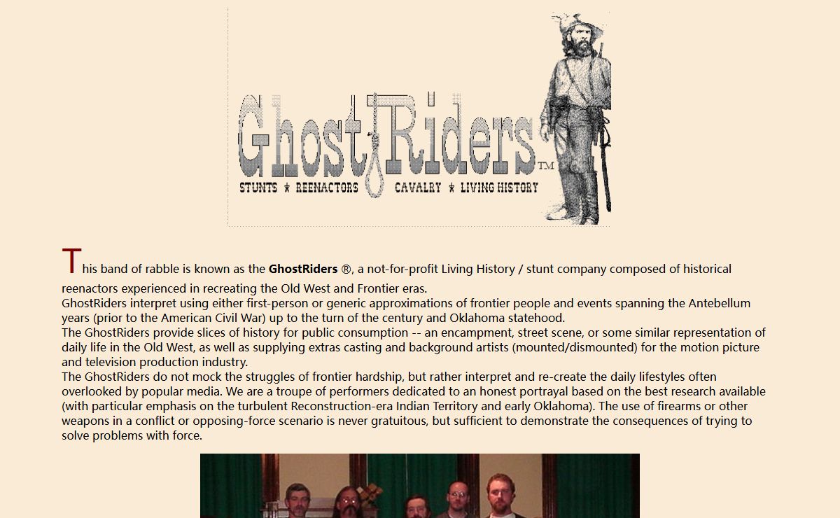 GhostRiders Stunt Co. reenactors of Old West and American Frontier History.