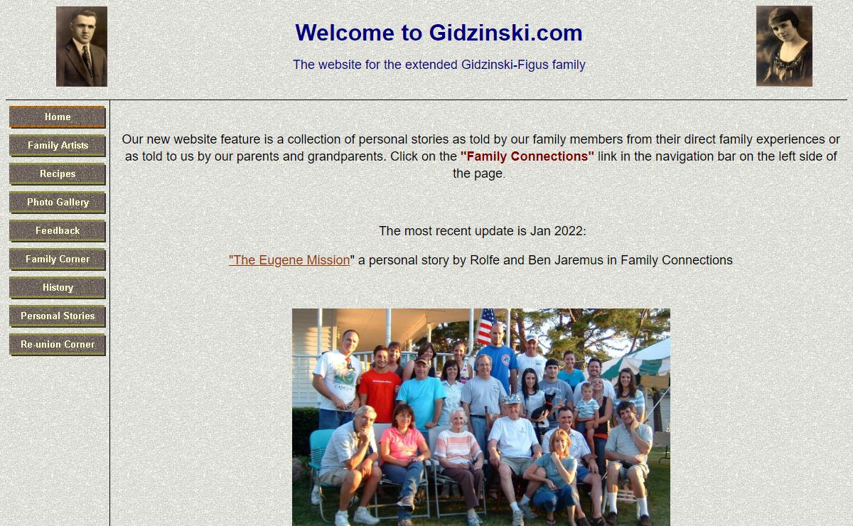 Welcome to the Gidzinski Family Website