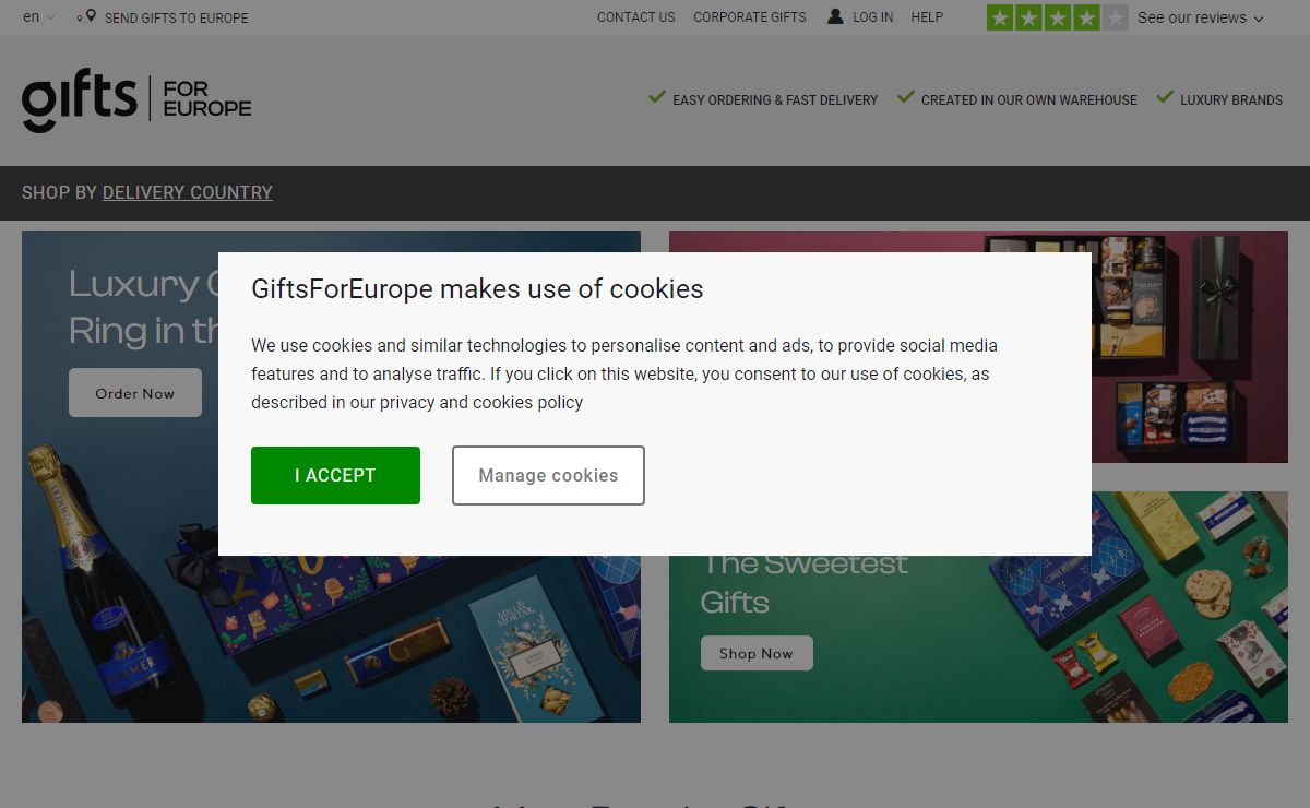 Gifts For Europe - Online gift shop offering international gift delivery in Europe