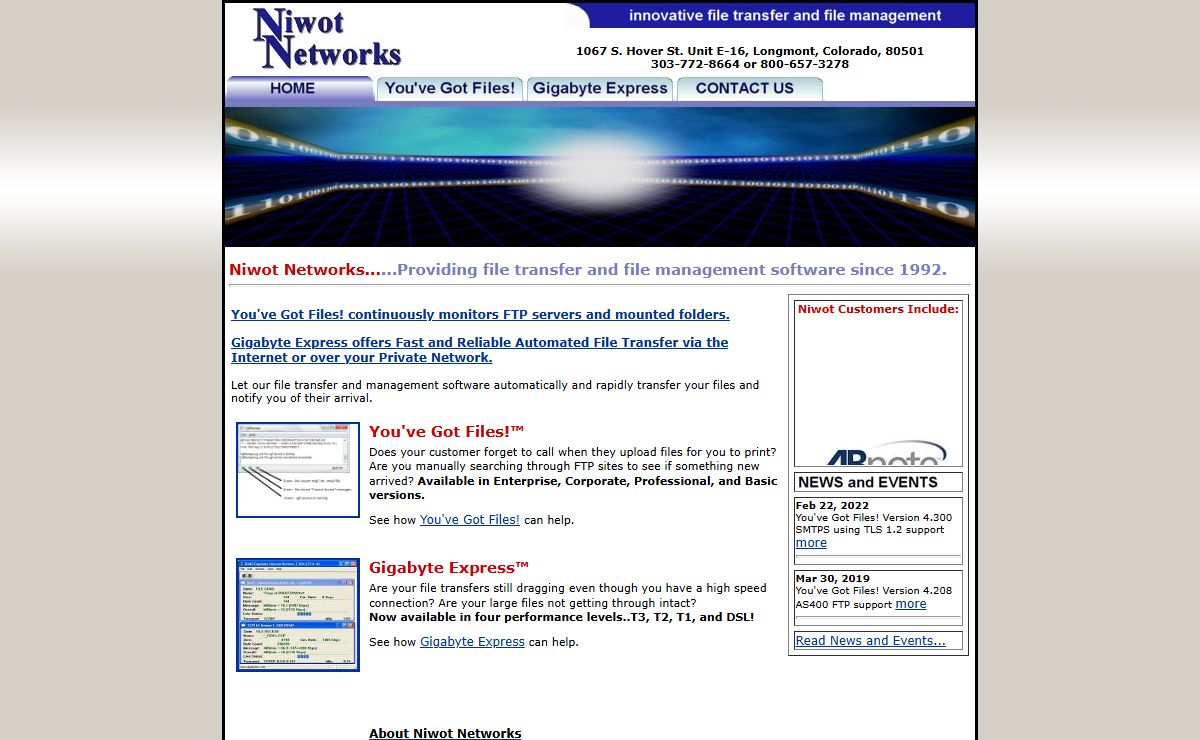Niwot Networks Fast File Transfer and File Management