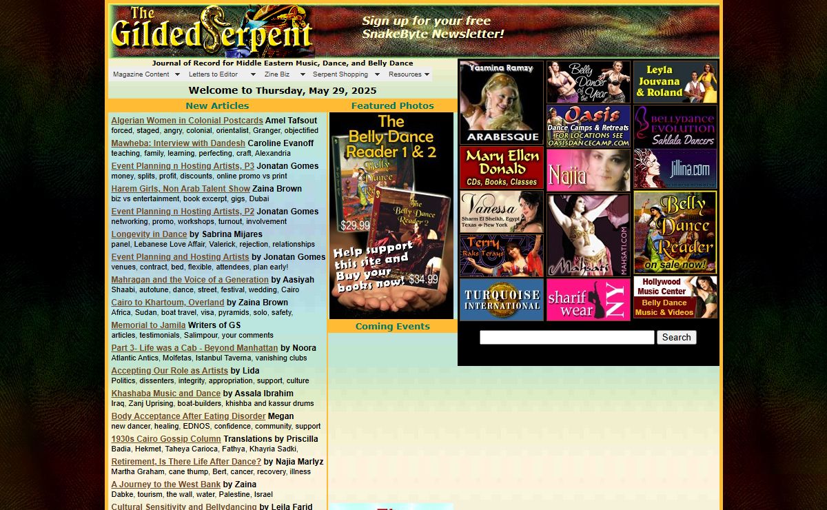 Belly Dance Articles Reviews Middle Eastern Music Dance The Gilded Serpent