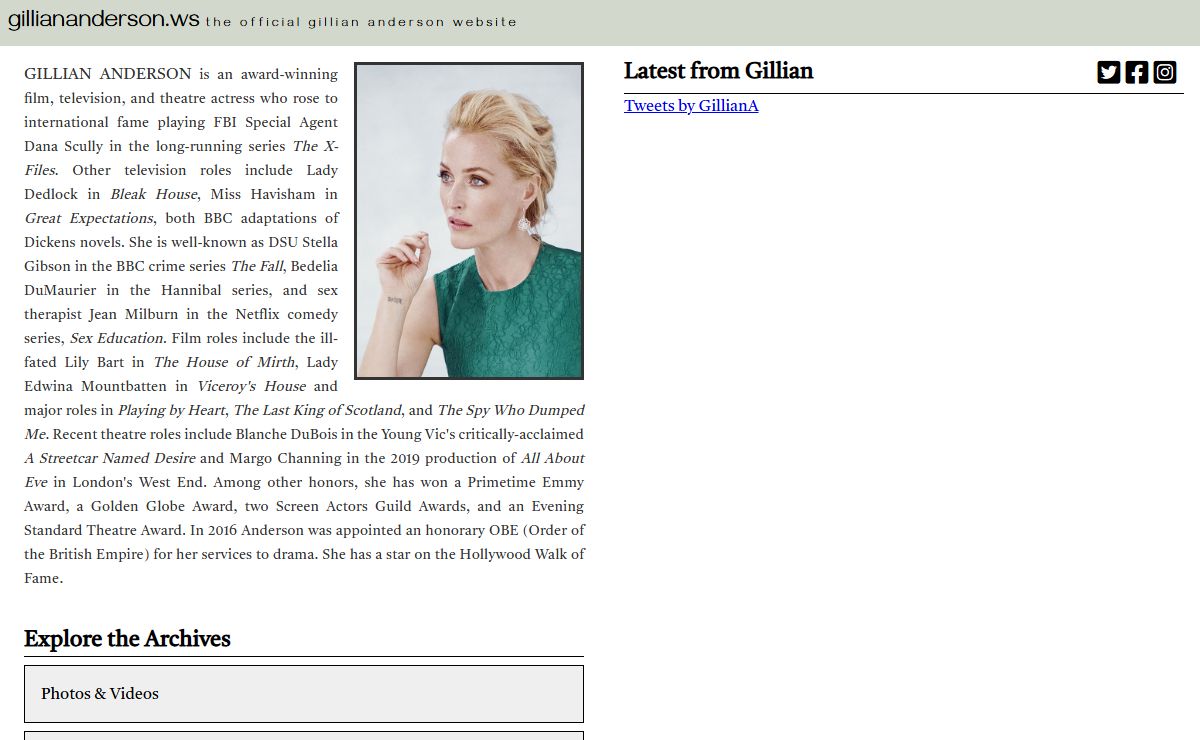 The Official Gillian Anderson Website