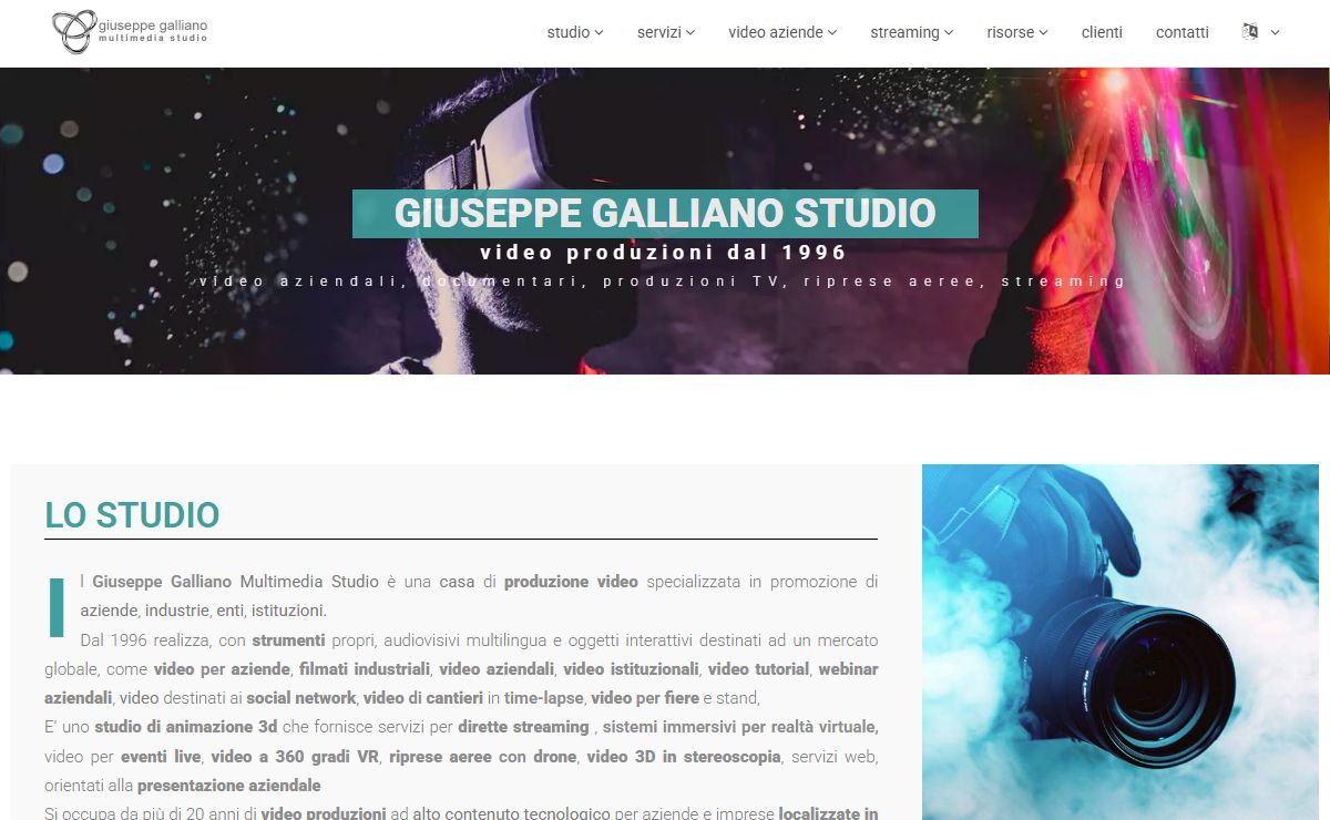 Giuseppe Galliano Studio: video produzioni dal 1996