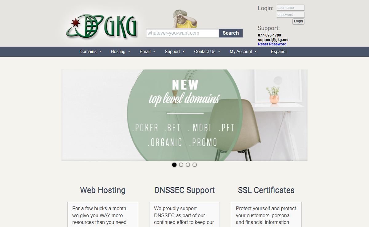 GKG | The DNSSEC Friendly Registrar with Free DNS