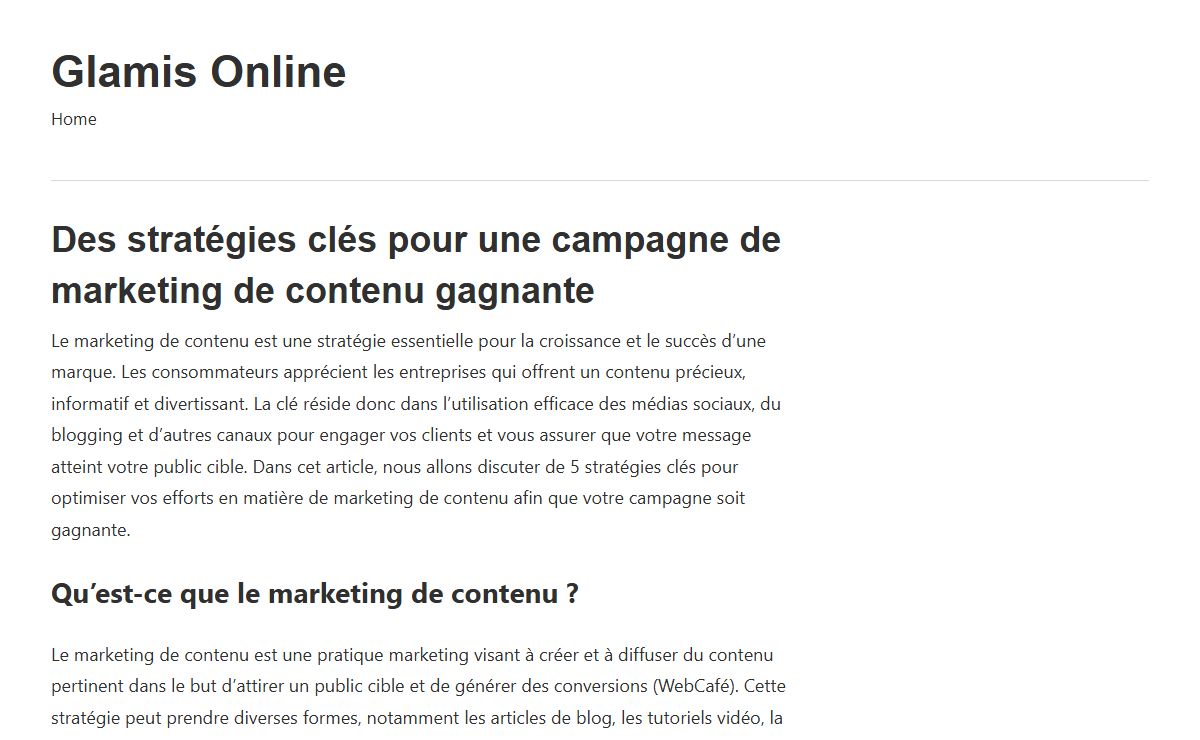 Des stratégies clés pour une campagne de marketing de contenu gagnante - Glamis Online