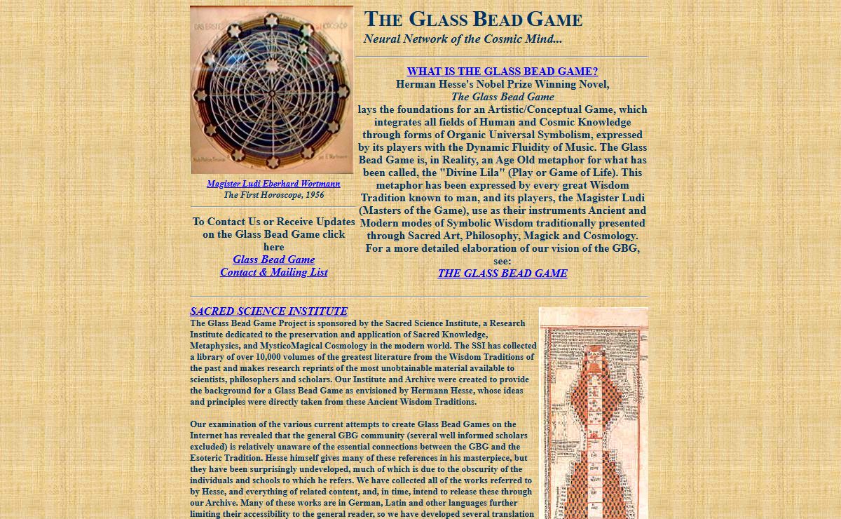 GLASS BEAD GAME--Cosmic Play In a Symbolic Universe