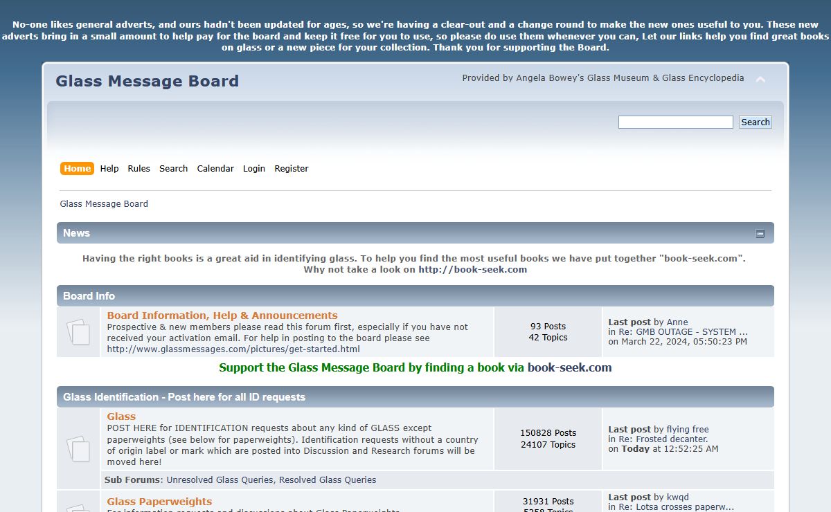 Glass Message Board - Index