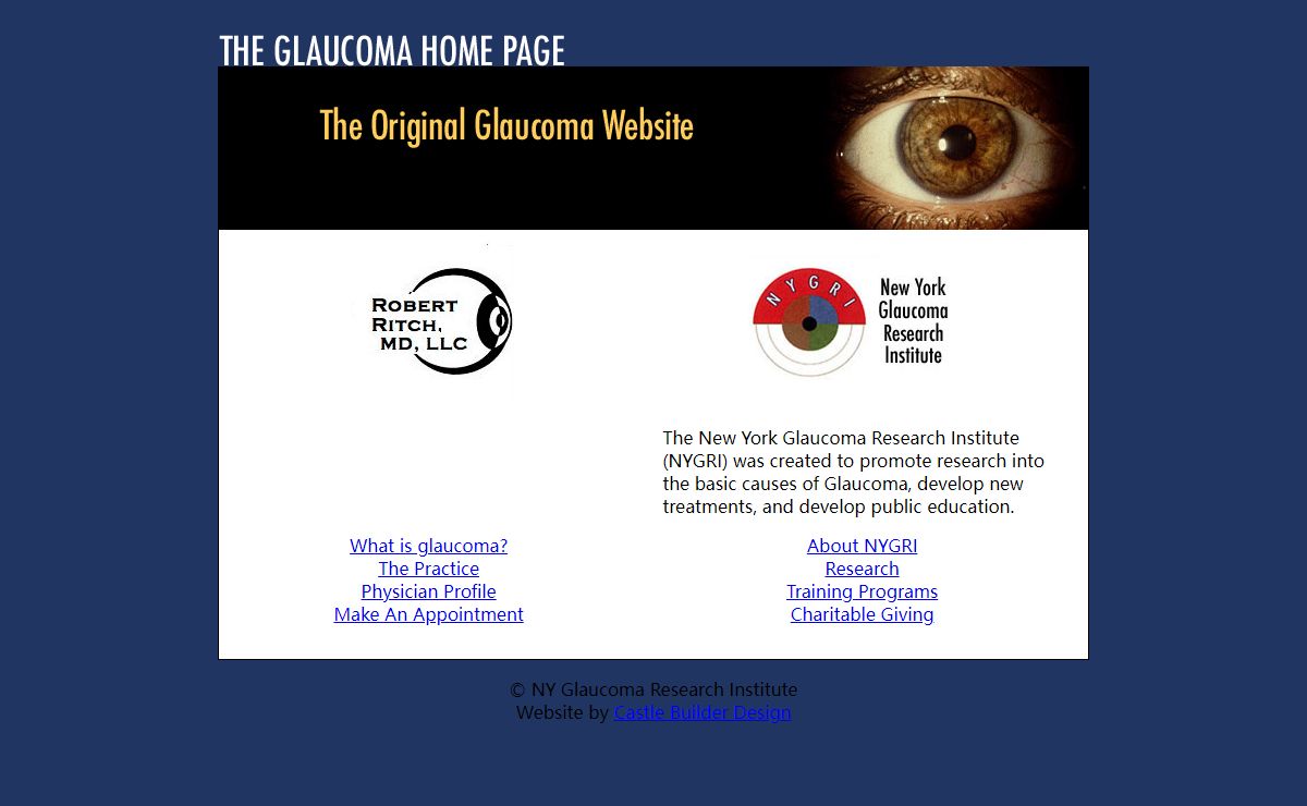The Glaucoma Home Page: Dr. Robert Ritch and NYGRI