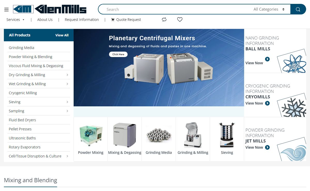Glen Mills Powder Mixing, Milling, and Particle Reduction