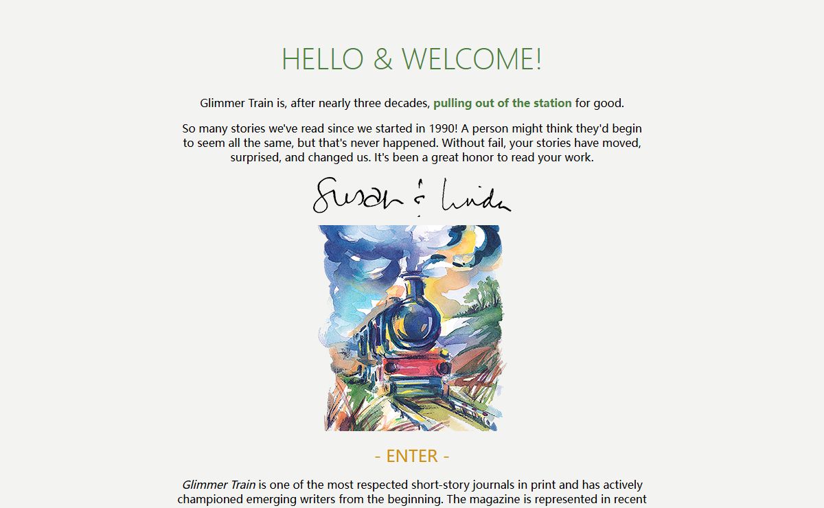 Glimmer Train Press | WELCOME!