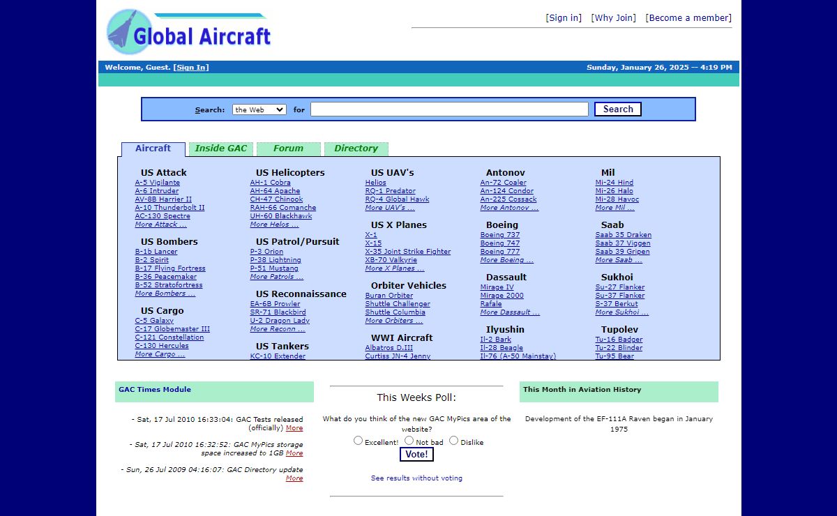 Global Aircraft -- Aviation Homepage