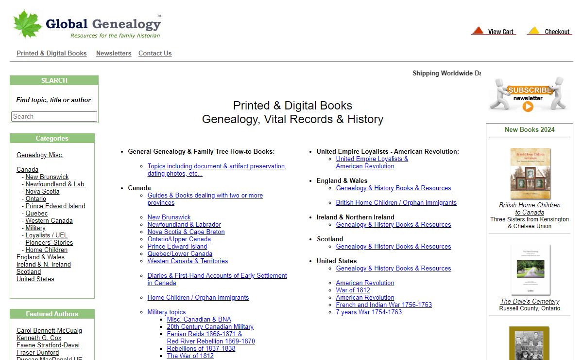 GlobalGenealogy.com, Canada's history & genealogy store