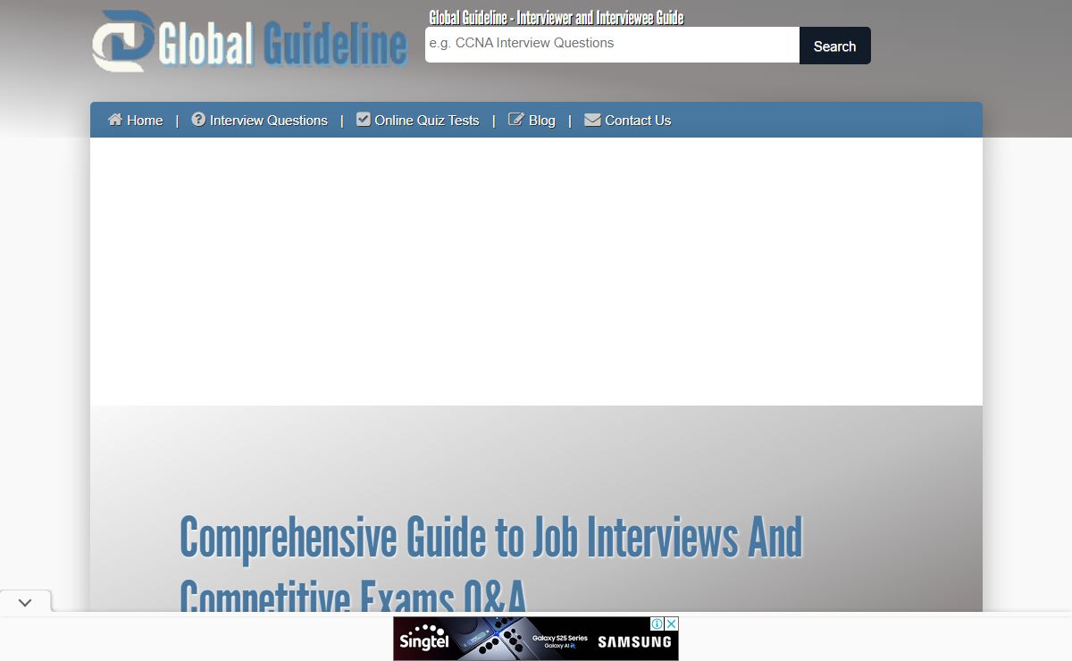 Job Interview Questions Answers & Competitive Exams | Global Guideline