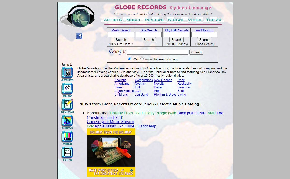 Globe Records CyberLounge - San Francisco Bay Area Music: The unusual or hard-to-find
