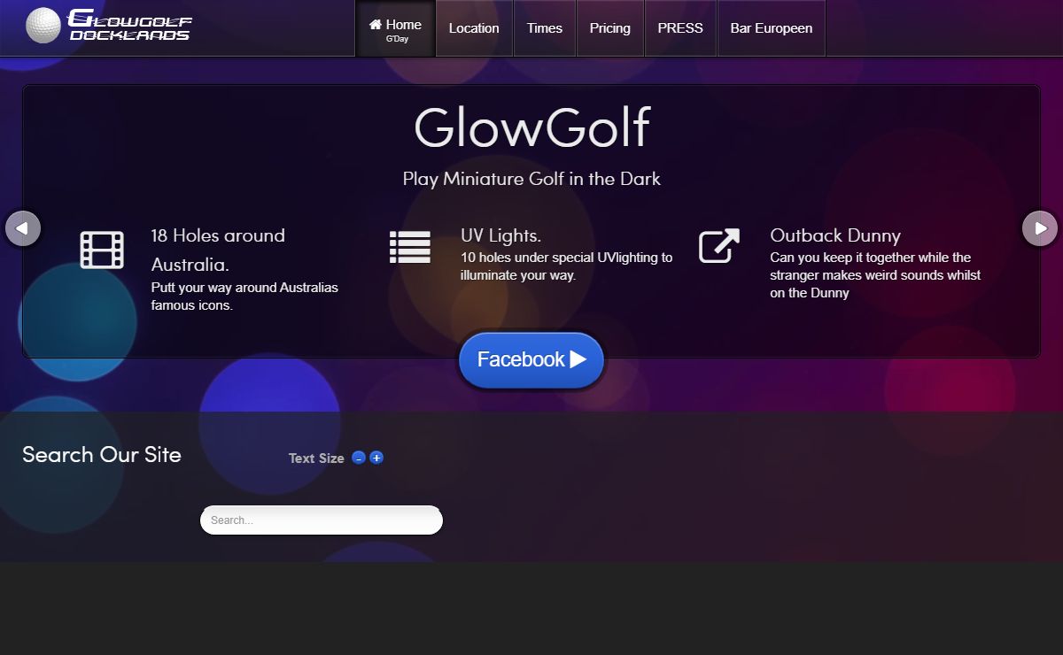 Mini Golf and Bar Melbourne Docklands Miniature Golf GlowGolf - Mini Golf Minature Golf Melbourne GlowGolf and small bar Le Bar Europeen, smallest bar, small bar, worlds smallest bar Docklands Melbourne Miniature golf, glow in the dark, mini golf, serving beer and wine