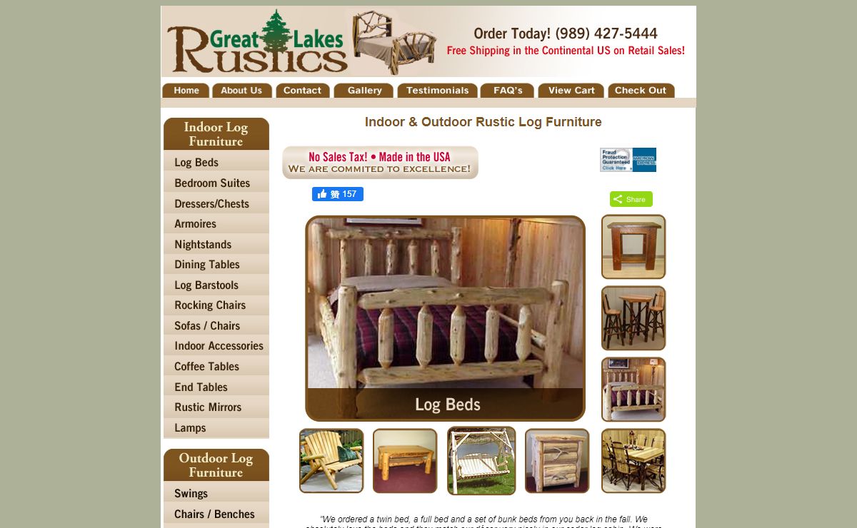 Indoor & Outdoor Rustic Log Furniture from Great Lakes Rustics