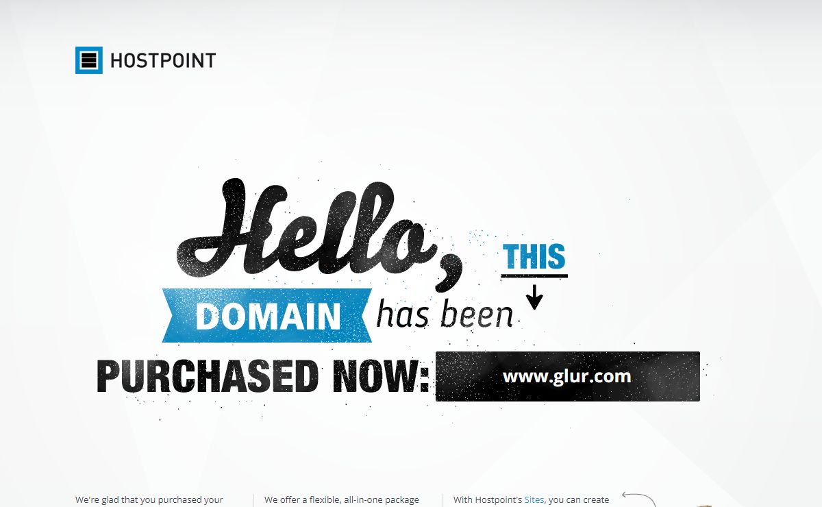 www.glur.com | Hello, this domain has been purchased at Hostpoint