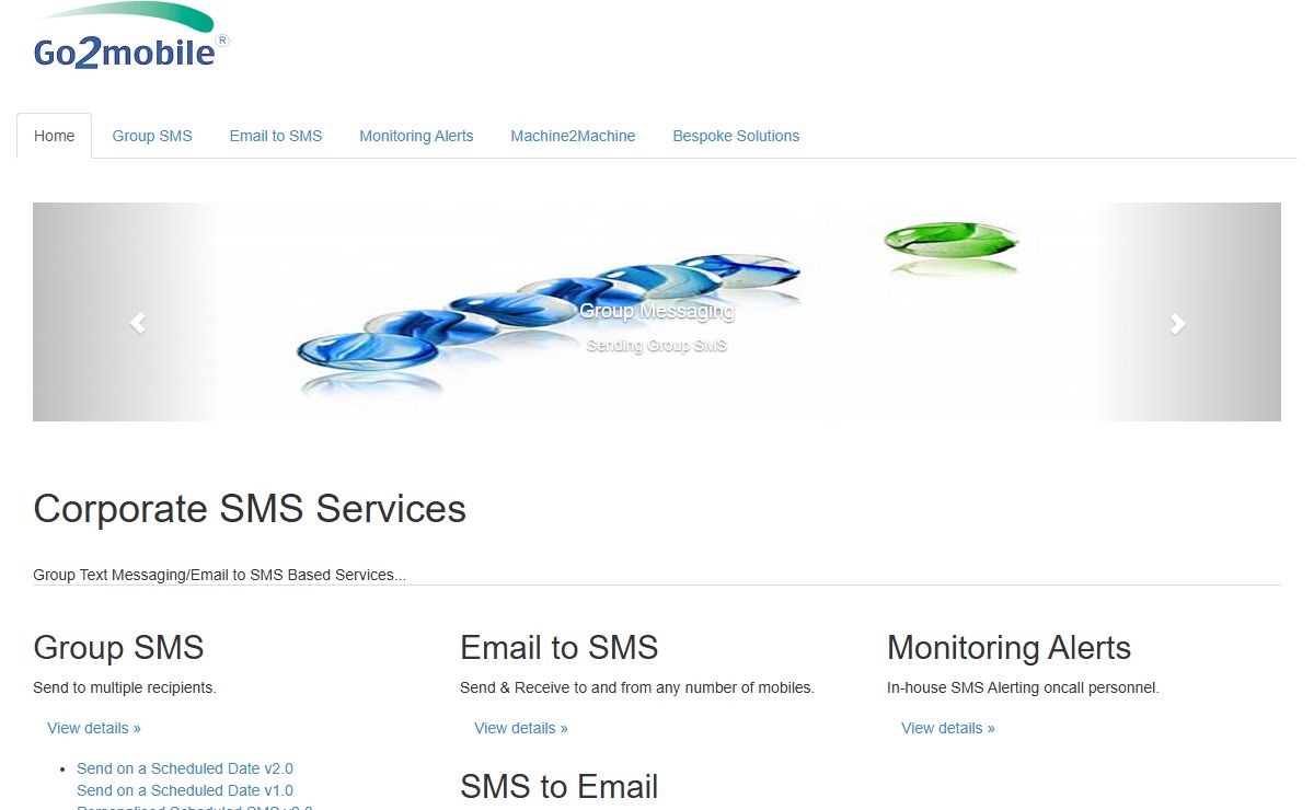 Go2mobile Solutions Corporate Email to SMS Text Messaging SMS Services Ireland